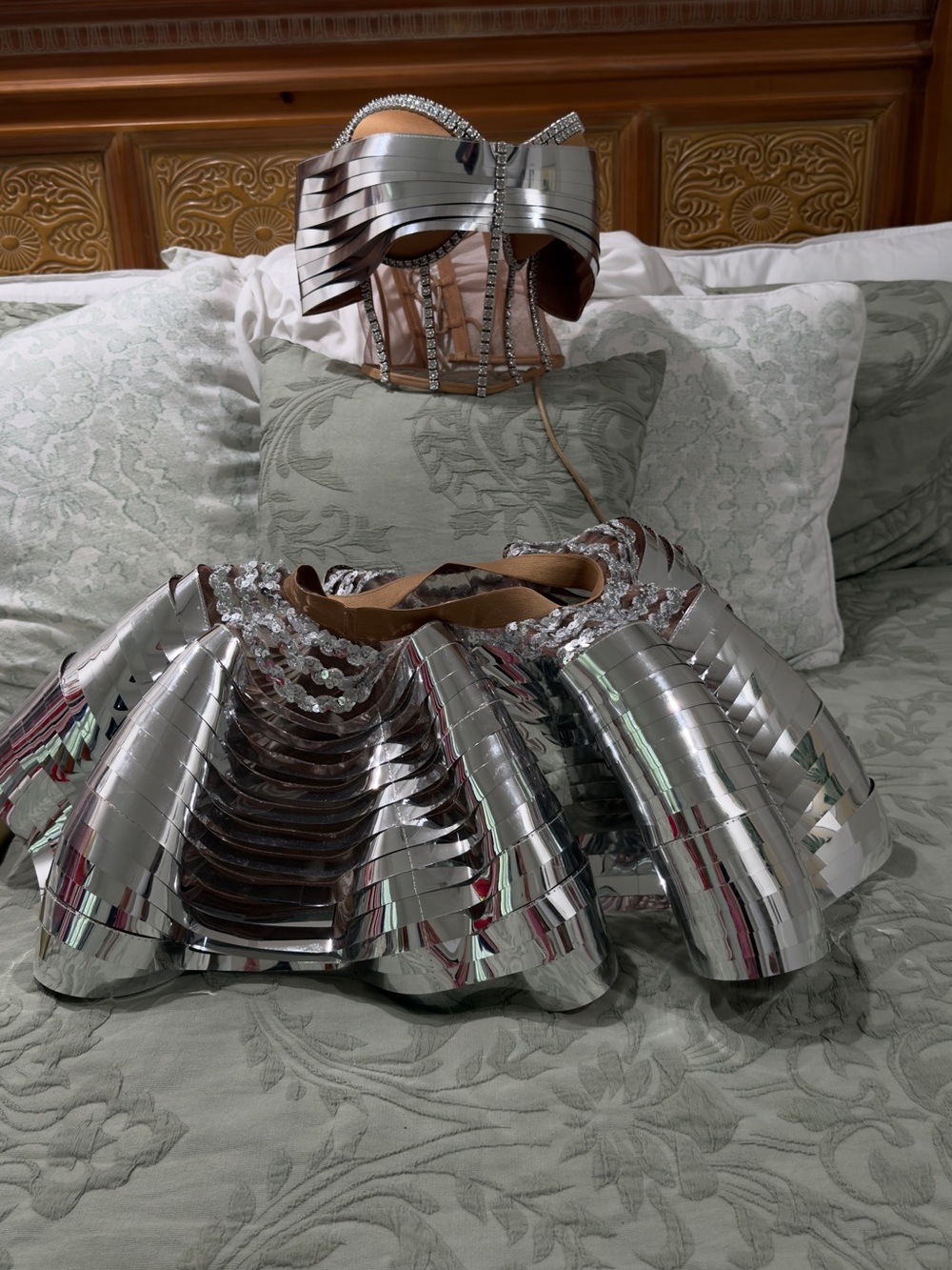 Silver Metallic Accordion Mini Skirt - Women's Fashion